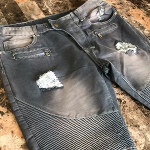 Mens Dark Grey Skinny Jeans